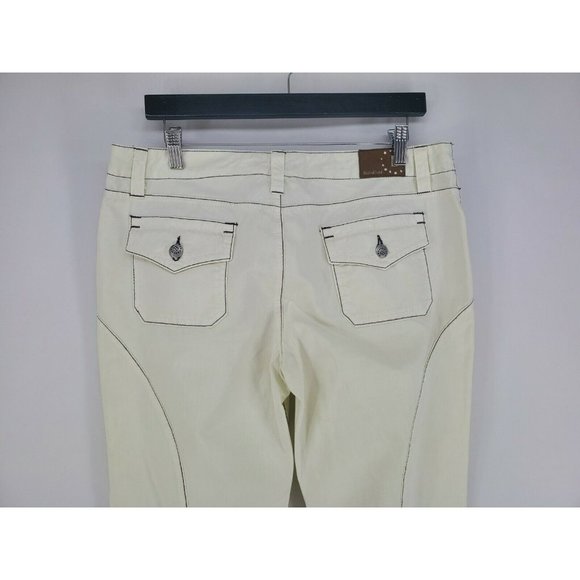 Bella Dahl Wide Split Leg Pants Women's Size 30 Cream with Brown Stitching - Picture 4 of 6
